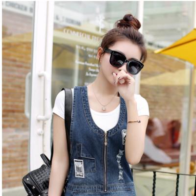 ĐẦM JEAN YẾM ĐÍNH LOGO PHỐI DÂY KÉO - NY820